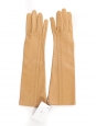 Gants long en cuir beige camel Prix boutique 850€ Taille 7
