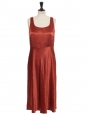 Robe longue slip dress à larges bretelles en satin rouge cuivré Prix boutique $345 Taille L