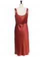 Copper red crackled satin midi dress with large straps Retail price $345 Size L