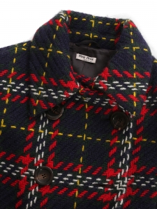 Navy and red double breasted tartan wool jacket Retail price €2550 Size 36