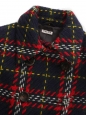 Veste manteau écossaise à boutons en laine bleu marine Prix boutique 2550€ Taille 36