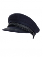 Navy blue wool felt Breton yachting cap Size 57