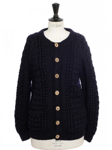 Gilet en laine tressée chaude bleu nuit Prix boutique 220€ Taille L