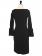 Sweetheart neckline long sleeved fitted black knit dressdress Retail price €1300 Size 36