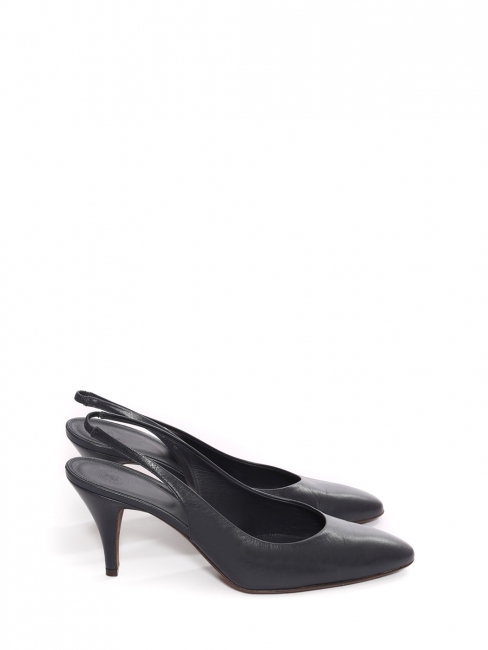 Navy blue leather slingback pumps Retail price €480 Size 40