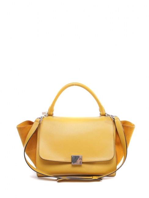 Medium size TRAPEZE bag in yellow and orange leather with strap Retail price €2200
