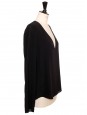 V neck long sleeves black crepe top Retail price €650 Size 38