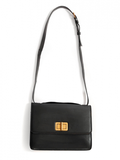 LOUISE black leather satchel large cross body bag NEW Retail price 1600€